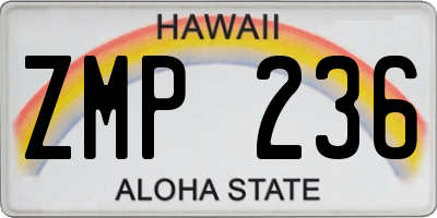 HI license plate ZMP236