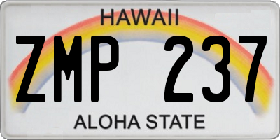 HI license plate ZMP237