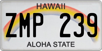 HI license plate ZMP239