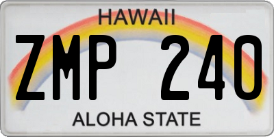 HI license plate ZMP240