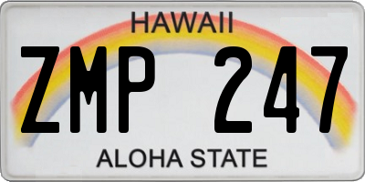 HI license plate ZMP247