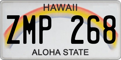 HI license plate ZMP268