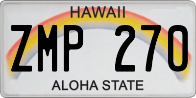 HI license plate ZMP270