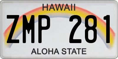 HI license plate ZMP281
