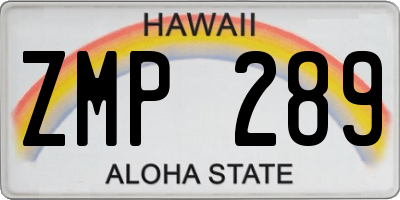HI license plate ZMP289