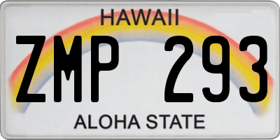 HI license plate ZMP293