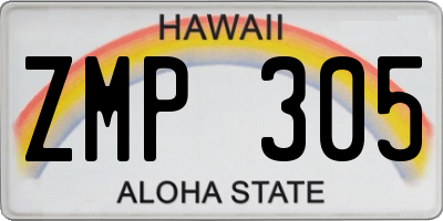 HI license plate ZMP305