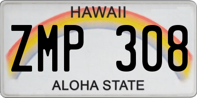 HI license plate ZMP308