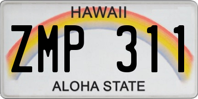 HI license plate ZMP311