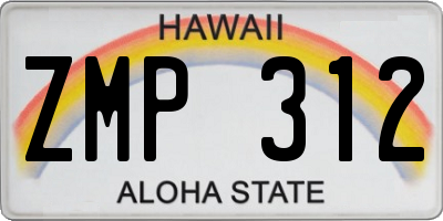 HI license plate ZMP312