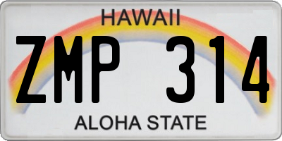 HI license plate ZMP314
