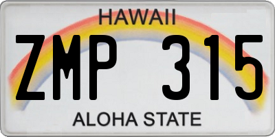 HI license plate ZMP315