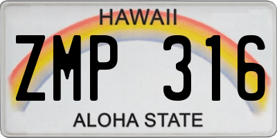 HI license plate ZMP316