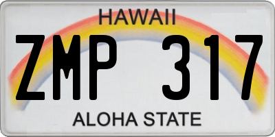 HI license plate ZMP317