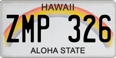 HI license plate ZMP326