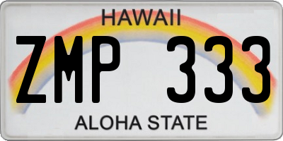 HI license plate ZMP333