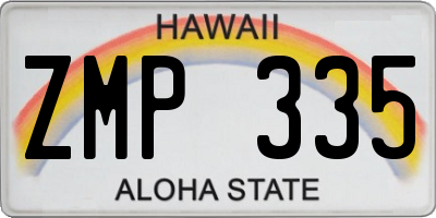 HI license plate ZMP335