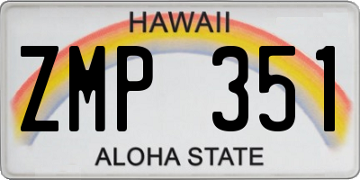 HI license plate ZMP351