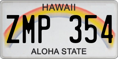 HI license plate ZMP354