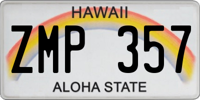 HI license plate ZMP357