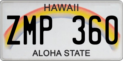 HI license plate ZMP360