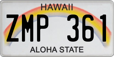 HI license plate ZMP361