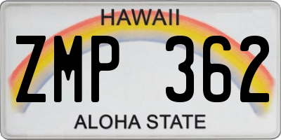HI license plate ZMP362