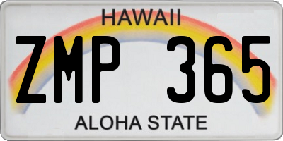 HI license plate ZMP365