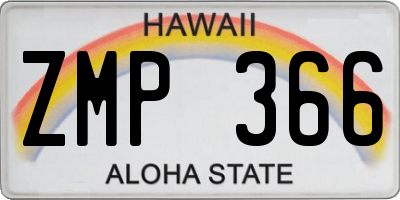 HI license plate ZMP366