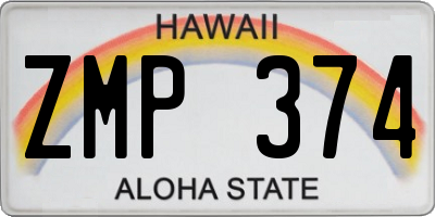 HI license plate ZMP374