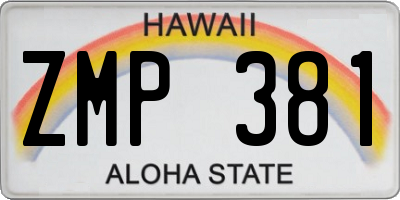 HI license plate ZMP381