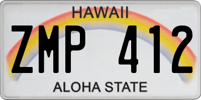 HI license plate ZMP412