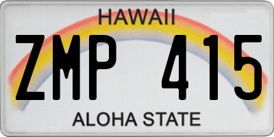 HI license plate ZMP415