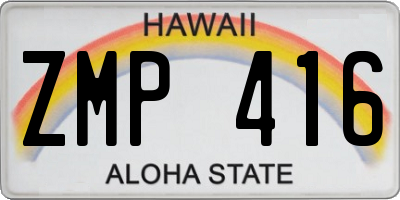 HI license plate ZMP416
