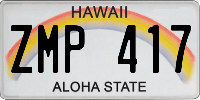 HI license plate ZMP417