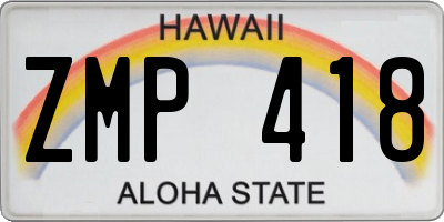 HI license plate ZMP418