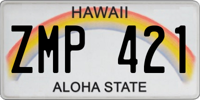 HI license plate ZMP421