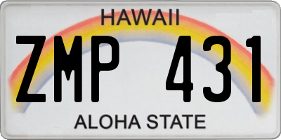 HI license plate ZMP431