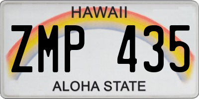 HI license plate ZMP435