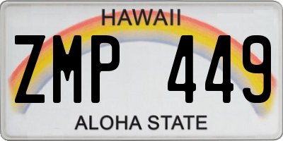 HI license plate ZMP449
