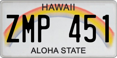 HI license plate ZMP451
