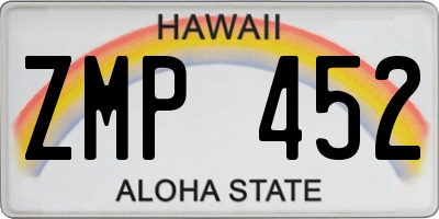 HI license plate ZMP452