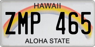 HI license plate ZMP465