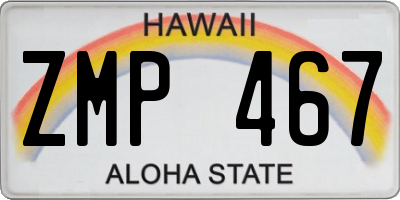 HI license plate ZMP467
