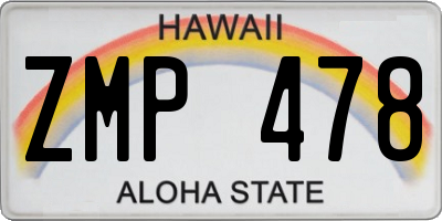 HI license plate ZMP478