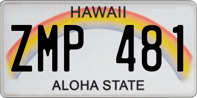 HI license plate ZMP481