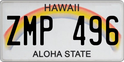 HI license plate ZMP496