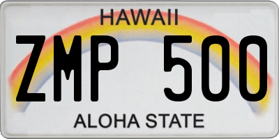 HI license plate ZMP500