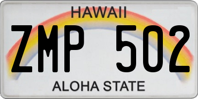 HI license plate ZMP502