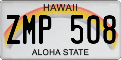 HI license plate ZMP508